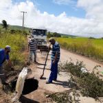 Fortes chuvas causaram erosão em trecho de rodovia na noite de ontem próximo ao Povoado Roma?. Foto: Ascom/DER