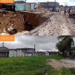 Cratera de 2.346 m² danificou 26 casas e sistema de rede de drenagem. Foto: Depec.