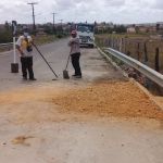 Profissionais fizeram a recomposição estrutural em uma dos pistas do vão central. Foto: DER